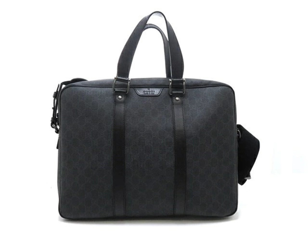 Gucci Bag Briefcase Business Canvas Gray Black